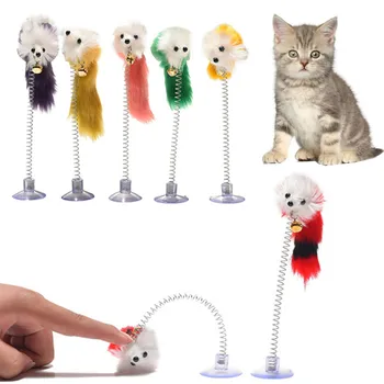 Spalvinga Atsitiktiniai Plastiko Kačių Žaislai Plunksnų Funny Cat Pelės Forma 20 X 10cm False Pelės Pet products Apačioje Gyvis Elastinga