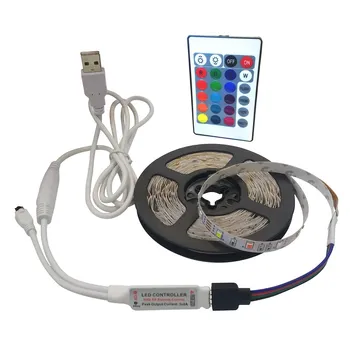 USB Maitinamas DC 5V LED šviesos Juostelės 2835 RGB / Balta/ Šiltai Balta Vandeniui Juosta, LED Lempos 1M 2M 3M 4M 5M TV Foninio Apšvietimo