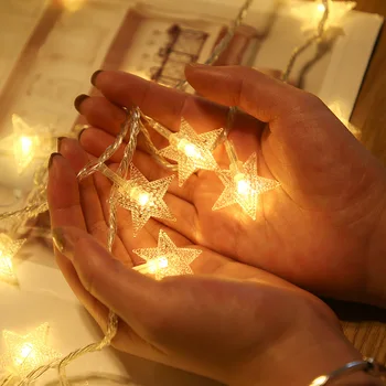 Pasakų Žibintai Snaigės Star LED String Žibintai Kalėdinė Girlianda, Patalpų Miegamųjų Namo Vestuvių Naujųjų Metų Dekoracija Baterija