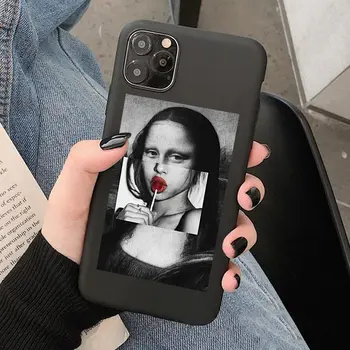 Mona Lisa Meno David Minkštas Silikoninis Telefono dėklas Skirtas iPhone 12 mini Pro 11 Max XS 6s 7 8 SE2020 Juoda TPU Galinį Dangtelį