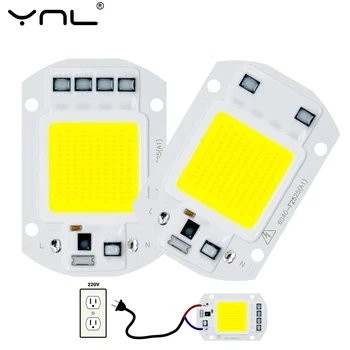 COB (Chip LED Lempos 110V, 220V 10W 20W 30W 50W Smart IC nereikia Vairuotojo Lampada LED Lemputė Lempos Potvynių Šviesos Prožektorius 