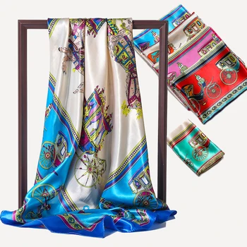 Lady Šilko Aikštėje Šalikas Spausdinimo Dizainą, Šalikai Didelis Hijab Mados Skara ir Apvyniokite Moterų Bangdana Moterų Headkerchief Foulard Vasaros