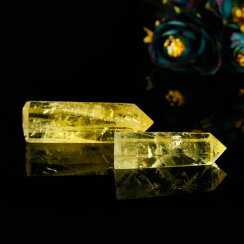 1PC Natūralus geltonasis kristalų šešiakampe skiltyje skaidraus Krištolo Taško Mineralinių Ornamentu Gydymo Lazdelė Namų Dekoro Dovanų Dekoravimas