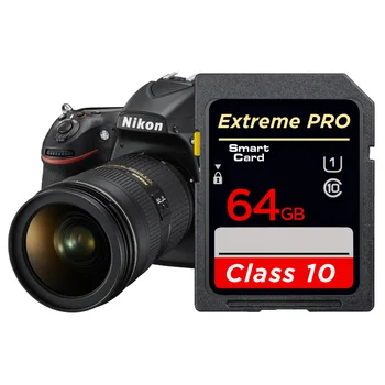 Profesinės 64GB SDXC Kortelė 128 GB 256 GB 16GB 32GB SDHC SD Kortelės Atminties Kortelės C10 greito Nikon Canon