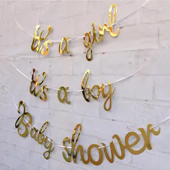 Aukso Baby Shower Reklama Its a Boy Girl Starta Girliandą Baby Shower Gimtadienio Apdailos Mėlyna Rožinė Lyčių Atskleisti Šalies Prekių