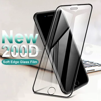 200D Lenktas Krašto Apsaugos Grūdintas Stiklas Ant iPhone 6S 6 7 8 Plus X XS Stiklo XR 11Pro Xs Max Screen Protector Filmas Atveju