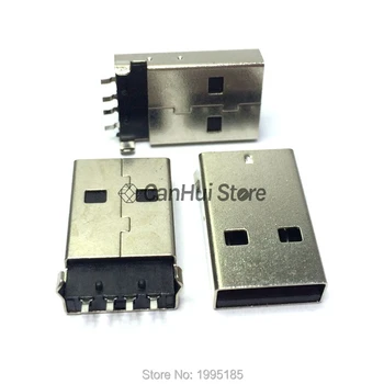 10vnt/daug USB 2.0 Male A Tipo USB PCB Jungties Kištukas 90 laipsnių / 180 laipsnių SMT SMD / CINKAVIMAS ESU 4pin Male USB Jungtis