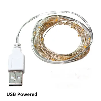 Pasakų Žibintai Vestuvių papuošalai Kalėdų USB/Garliava dėl Baterijų 10m LED String Žibintai Vandeniui Lauko Kalėdų Žiburiai