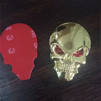 3D Metalų, Aukso, Juoda Kaukolės Skeletas Automobilių, Motociklų Lipdukai, Decal Logotipas Ženklelis
