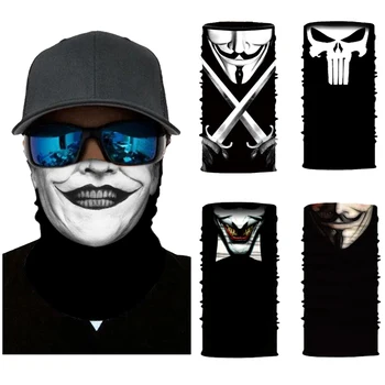3D Bandana Lankelis Braga Cuello Lauke Kaklo Mėgėjai Joker Anonimas Besiūlių Bandana Kaukolė Motociklo Veido Kaukė Žiemos Skara