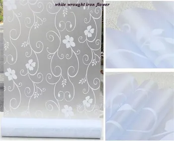45/90x100/200 cm baltos spalvos Geležies meno gėlių privatumo langų plėvelė.šilumos izoliacija vinilo stiklo lipdukas,lipni nepermatomo lango folija
