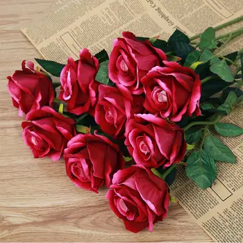 Rose Pink Silk Bijūnas Nekilnojamojo Touch Dirbtinių Gėlių Puokštė Pigūs Netikrą Gėlės Namuose Vestuvių Dekoravimas, patalpų 1pcs
