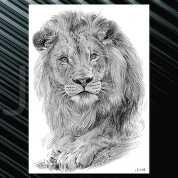 3D Aukštos Kokybės Liūtas, Tigras, Laikinas Tatuiruotes, Vyrų-Berniukų Realus Netikrą Juoda atsparumas Vandeniui Tatuiruotės Decal Suaugusių Šalies Prekių