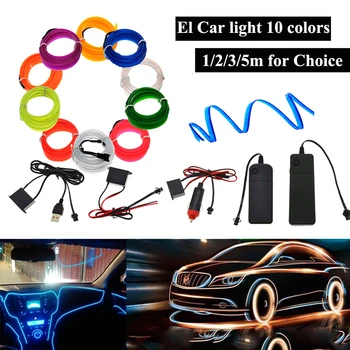 Neoninės šviesos EL Viela su 6mm Siuvimo Edge Led Automobilių Dekoras, Šviesos Šalies Automobilių Vielos Šviesos Neonas LED Juostelės, Lankstus Šviesos 2.3 MM, Virvės Vamzdis