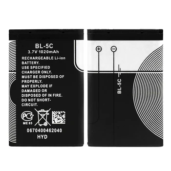 Aukštos Kokybės BL5C 1020mAh Ličio baterija BL-5C BL 5C, Telefono Baterija Pakeisti 6680 6681 6682 7600 7610 N70 N71 N72 N91 3105 3120