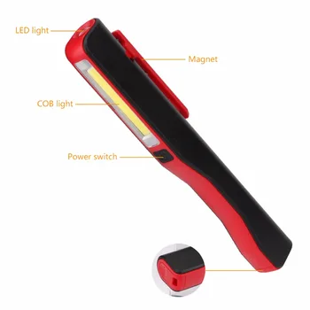 Karšto Pardavimo Mini Pen COB LED Žibintuvėlis Daugiafunkcis led Žibintuvėlis šviesos Magnetinis Darbo Tikrinimo Lempą Kišenėje Lemputė 2-Mode AAA