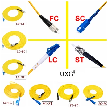Fiber optic patch virvės SC-SC-LC-LC-FC-FC-ST-ST Simplex Single-mode 2.0 3.0 mm optinio pluošto jumper ftth pleistras švino IL<0.3 dB