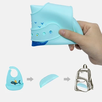 Vaikų animacinių filmų silikono kombinezonai su antkrūtiniais silikono seilių maišas kūdikių mitybos neperšlampami kombinezonai su antkrūtiniais animacinių filmų