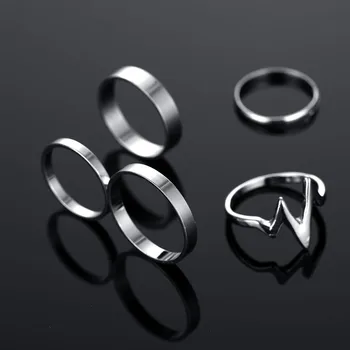 ALIUTOM 1 Komplektas Naujas Mados Žaibo Bangos žiedas nustatyti, dantytais žiedais Moterų Mergina, Dovanos moteriai, anillos mujer žiedas Papuošalai