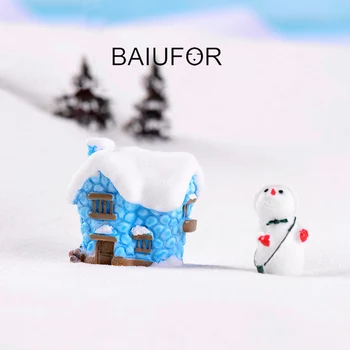 BAIUFOR Miniatiūriniai Kalėdų Sniego Namus Mielas Saldainiai Spalvos Vila Terariumai, Mini Figūrėlės Pasakų Sodo Miniatiūros Amatų Namai