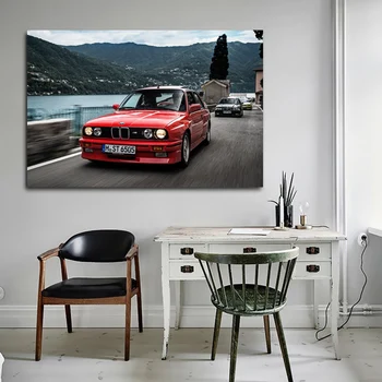 Sienos Meno Plakatas Modulinės BMW E30 1986 M., Priekiniai Raudonas Automobilis Nuotraukos, HD Spausdinti Judesio Coupe Drobės Tapybos Namų Dekoro Kambaryje Nėra Įrėminti