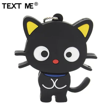 TEKSTAS MAN mielas animacinių filmų juoda katė, usb2.0 64GB usb flash drive usb 2.0 4GB 8GB 16GB 32GB pen ratai