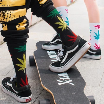 Unisex mados aukštos kokybės hip-hop piktžolių kojinės gatvės mados skateboard tendencija ilgas kojines laimingas spalvinga medvilnė vyrų kojinių