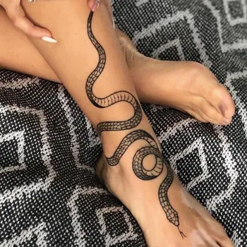 Didelio Dydžio, Juodos Gyvatės Laikina Tatuiruotė Lipdukai Moterų Ir Vyrų Kūną Juosmens Vandeniui Netikrą Tatto Tamsiai Vyno Snake Tatto