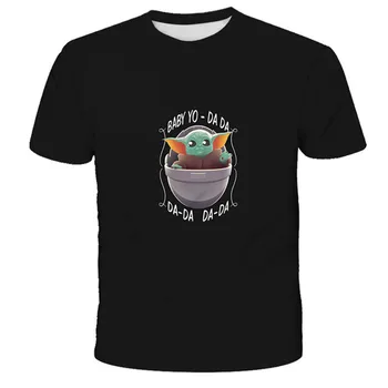 Animacinių filmų Mielas Kūdikis Yoda Spausdinti marškinėliai Berniukams, Mergaitėms Mandalo T-shirt Vasaros trumpomis Rankovėmis 3D Marškinėlius Negabaritinių Vaikų Juokingi Marškinėliai