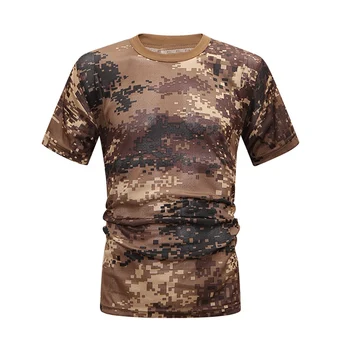 Vyrai Kamufliažas Quick Dry T-Marškinėliai, Triko Kariuomenės Taktinių T-shirt Suspaudimo Marškinėliai Fitneso Vasaros Body Bulding