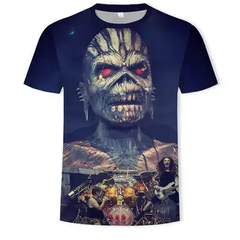 Naujas 3D T-shirt Sunkiųjų Metalų Kaukolė Punk roko Festivalis, t-marškinėliai, vyriški spausdinti laisvalaikio T-shirt o-kaklo hip-hop trumpas rankovės didelis