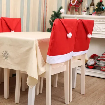 1pcs Kalėdinė Dekoracija Namuose Kėdė Padengti Santa Claus ir Kalėdų Red Hat Valgomojo Kėdės Apima Kalėdos Apdailos Namų 2021