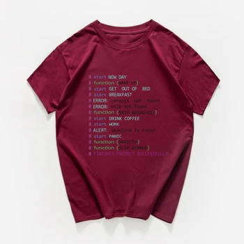 Pirmadienis Programuotojas juokingi marškinėliai vyrams Sarkastiškas Grafinis Naujovė Geek Vyrų Viršūnes Marškinėlius Medvilnės Tees vasaros T-Marškinėliai vyrams, drabužiai
