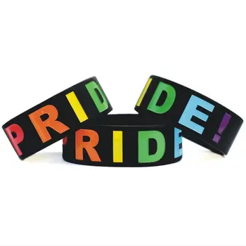 18 Rūšių Unisex LGBT Vaivorykštė Raidžių Sporto Apyrankės Šešių Spalvų Gėjų, Lesbiečių Paradus Silikono Gumos apyrankė-antriešis Apyrankę Šalies Paradas