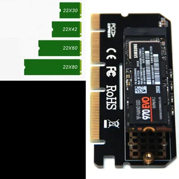 M. 2 SSD PCIE Adapteris Aliuminio Lydinio Korpuso LED Plėtros Kortelę ar Kompiuterio Adapteris Sąsaja M. 2 NVMe SSD NGFF, Kad PCIE 3.0 X16 Stove