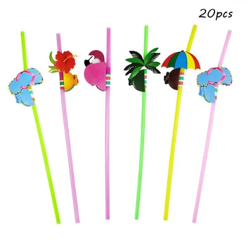 20pcs Vienkartiniai Flamingo Ananasų Plastiko Šiaudelių Įdomus, Spalvingas Kokteilių Gėrimo Šiaudelių Havajų Vasaros Paplūdimio Luau Šalis Reikmenys