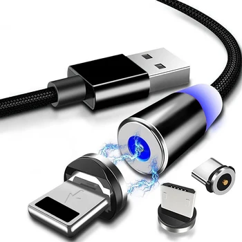Apvalus Magnetinis Kabelio Kištuko Tipas C Micro USB C 8 pin Kištukai Greito Įkrovimo Adapteris Telefono 