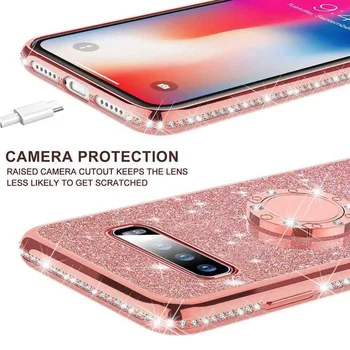 Diamond Bling Ring Minkštas Viršelis Atveju, Samsung Galaxy S8 S9 S10 Plius S10e A10 A20 A20E A30 A40 A50 A60 A70 A6 A8 J4 J6 Plius 2018