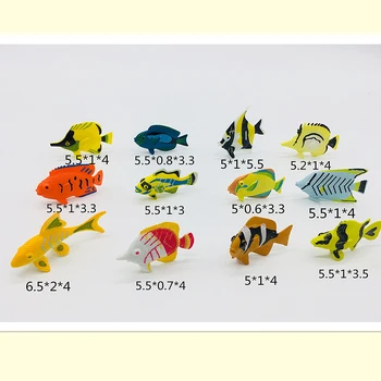 12 vnt Įvairių Spalvų ir Dizaino Tropinių Žuvų Pav Žaisti,Plastikiniai Žuvų Žaislai,Lavinimo Mini Jūrų Gyvūnų Žaislai Vaikams