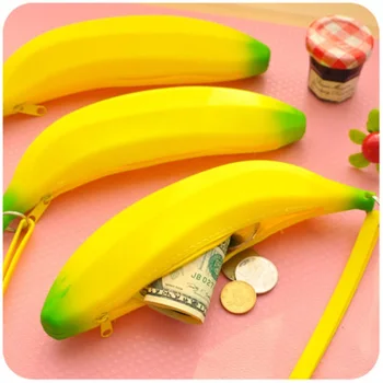 Naujovė Juokinga Silikono Portable Geltonas Bananų Monetų Piniginės Daugiafunkcį Pieštuko Atveju Rankinėje Krepšys, Piniginė Klavišą, Maišelis, Maišelis