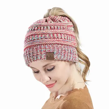 Moterims, šilta Kepuraitė Merginos Stambusis megzti skrybėlės Beanies Moterų Slouchy skrybėlę Žiemos nepatogus bun skrybėlę Lady Nėrimo skrybėlę su etikete WH314D