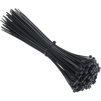 Plastikiniai nailono kabeliui 100 VNT juodas 5X300 kabeliui tvirtinimo žiedu 3X200 kabeliui užtrauktukas su 5X200 savaiminio fiksavimo nailono kabeliui