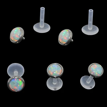 Daug 4Pcs Opal 17 Akmens Bioplast Labret Monroe Lūpų Stud Fire Opal Ausies Cartiliage Tragus Helix Auskarų stud Žiedas 16g Kūno Papuošalai