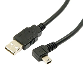 Mini usb, 1.8 m, Mini USB kabelis, B Tipo 5pin Vyrų 90 Laipsnių Kampu į Kairę USB 2.0 Male Duomenų Kabelis Juodos Spalvos