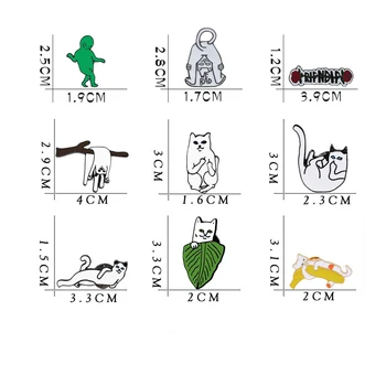 Mados Animacinių Filmų Gyvūnų Sagė Funny Cat Emalio Smeigtukai Vyrai Džinsinio Audinio Švarkai Atlapas Pin Corsage Emblemos Moterų Papuošalų Kolekcija Dovanos
