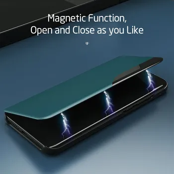 Odos Smart Langą Peržiūrėti Apversti Magneto Dangtelis Skirtas Samsung Galaxy S8 S9 S20 FE S10 10 Pastaba Lite 9 8 20 S21 Ultra Plus + Stovas Coque