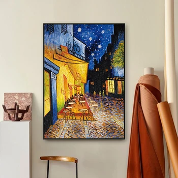 Van Gogh Žinomų Naftos Tapyba Spausdinti Plakato Kavinė, Terasa Naktį Atgaminti Drobė Sienos Menas Nuotraukas Kambarį Apdaila