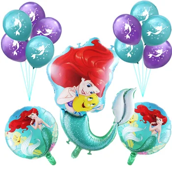 14pcs undinėlė Ariel animacinių filmų disney princess folija balionai 10 colių latekso baby girl rožinė oro baloes gimtadienio dekoro vaikams, žaislai
