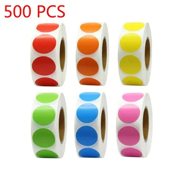 500Pcs/Roll Chroma Etiketės Spalvą, Kodas Dot Etiketės, lipdukai, 1 colių raudona, žalia, balta, Mokytojas Raštinės reikmenys lipdukai
