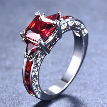 Prabanga Vyras Moteris Raudonosios Aikštės Akmens Žiedas Mielas Sidabro Spalvos Patinka Vestuvinis Žiedas Senovinių Vestuvinių Žiedų Moterims